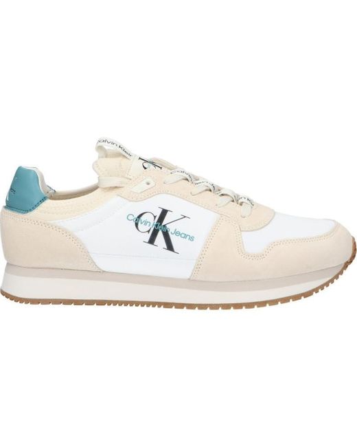 Jeans Runner Sock Laceup NY-Lth Ym0ym00553 di Calvin Klein in White da Uomo