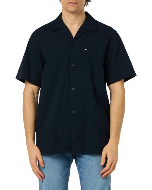 Tommy Hilfiger Seersucker SOLID Shirt S/S MW0MW35211 Freizeithemden in Black für Herren