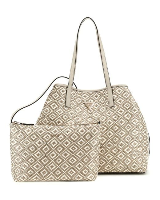 Guess Vikky Ii Large Tote Taupe in het Metallic