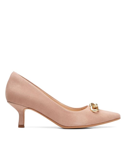 Clarks Pink Violet55 Trim Suede Shoes In Standard Fit Size 6 Beige