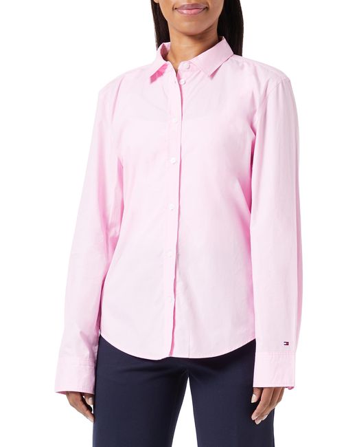 Tommy Hilfiger Pink Hemd Organic Cotton Poplin Regular-Fit Langarm