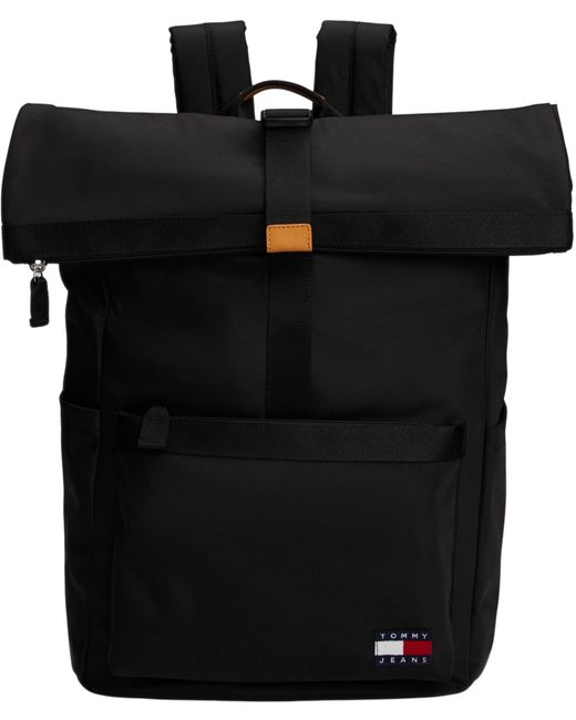 Tommy Hilfiger Black Tjm Essential Rolltop Backpack for men