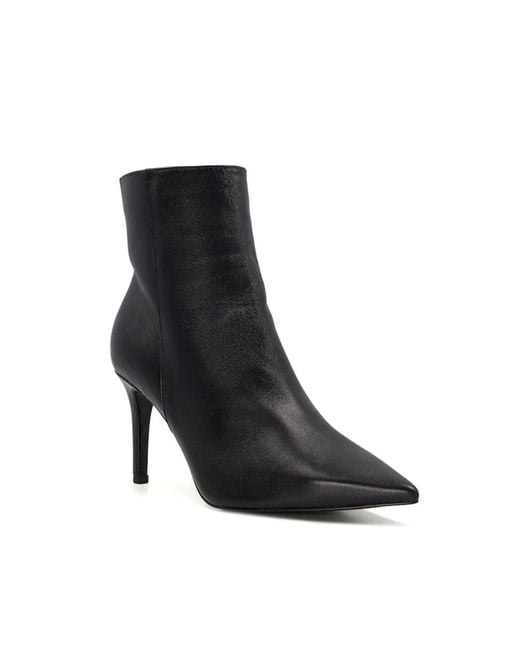 Dune Black Ladies Oliyah Stiletto-heel Leather Ankle Boots Size Uk 8 Stiletto Heel