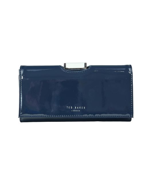 Ted Baker London S Bitaas Large Bobble Matinee Purse Wallet In Navy Blue Patent Leather