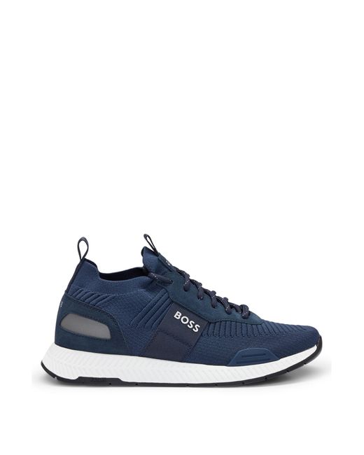 BOSS Hombres Titanium_Runn_knst_N Sneaker Azul 41 EU Boss de hombre de color Blue