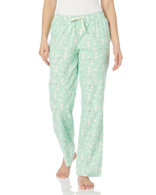 Amazon Essentials Green Flannel Long-sleeve Button Front Shirt And Pant Pajama Set