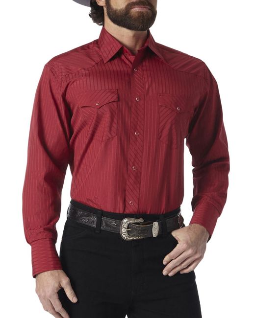 Wrangler Red 75740wnr Button Down Shirts for men