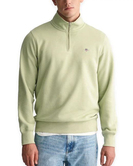 Gant Green S Half Zip Sweatshirt Milky Matcha L for men