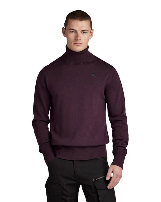 Jersey Premium Core Turtle Knitted Para Hombre G-Star RAW de hombre de color Purple
