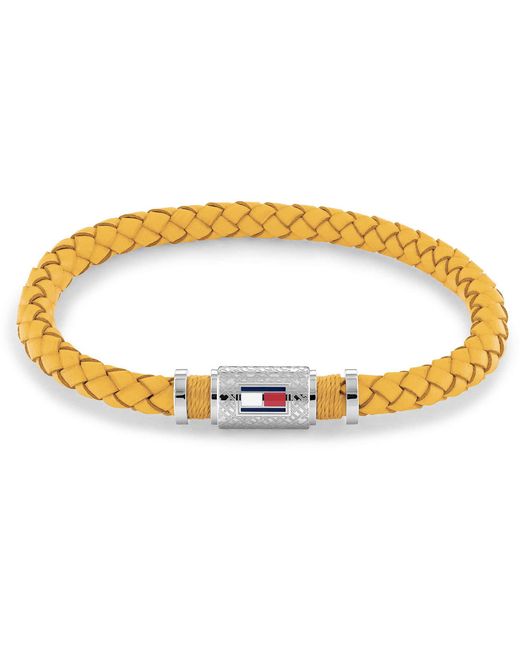 Jewelry 2790453 Bracelet en acier inoxydable et cuir jaune et cordon jaune pour homme Tommy Hilfiger pour homme en coloris Metallic
