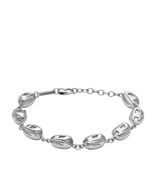 Bracciale con perline da uomo in acciaio di DIESEL in Metallic da Uomo