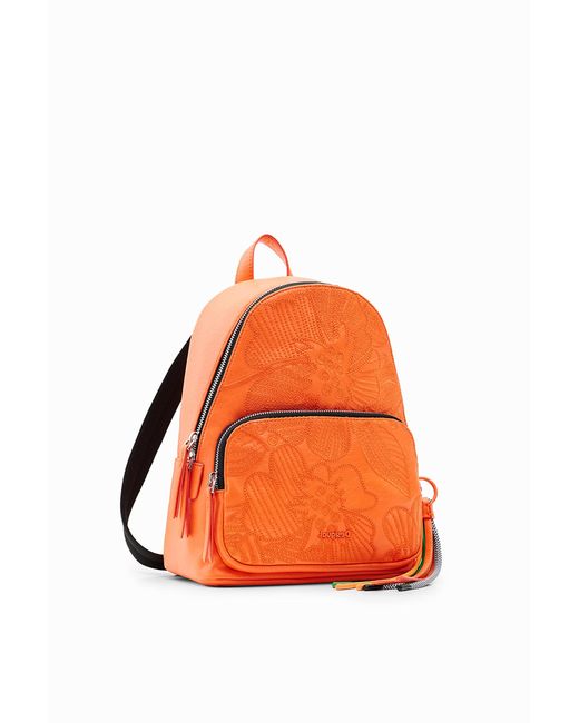 Desigual Orange Small Embroidered Backpack