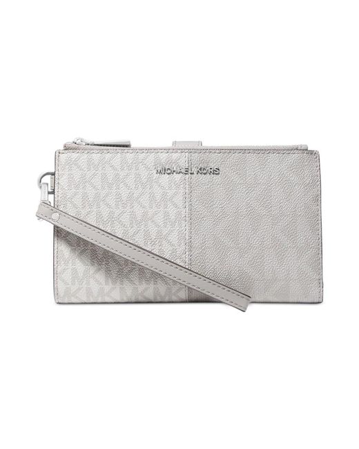 Michael Kors Jet Set Double Zip Wristlet Aluminum/pearl Gray One Size