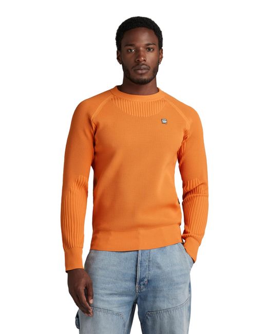 G-Star RAW Orange Engineered Knitted Sweater for men