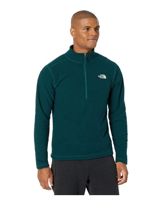 The North Face Green Textured Cap Rock 1⁄4 Zip Pullover Sweatshirt for men