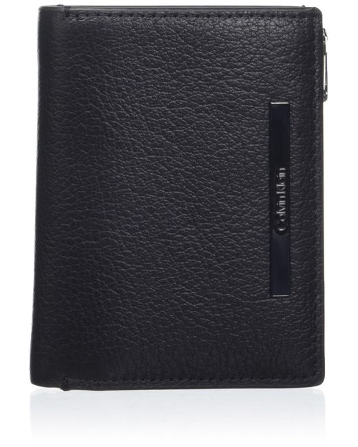 Calvin Klein Black Wallet Modern Bar Trifold Leather for men