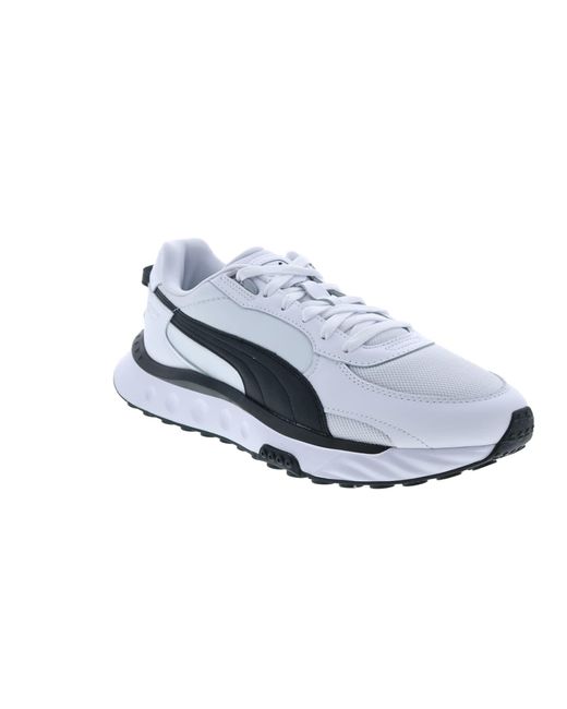 PUMA Blue Mens Wild Rider Route Lace Up Sneakers Shoes Casual - White, White, 7.5 for men