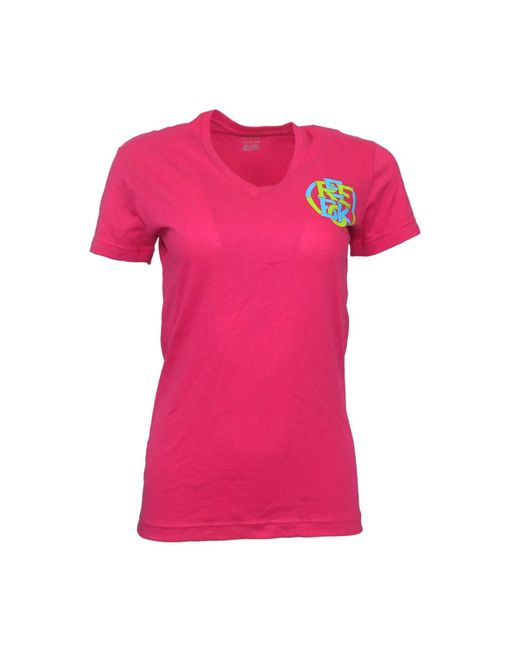Reebok Crossfit Bright Pink Left Chest Logo V-neck T-shirt