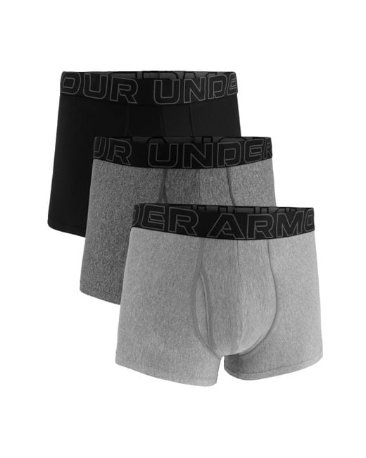 Under Armour Performance Tech 3" 3 Pack Solid Boxer Briefs in het Gray voor heren