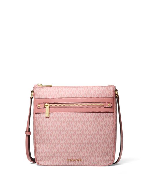 Jet Set Large Signature Logo Print Woven Crossbody Bag