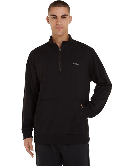 Calvin Klein Black Lounge Quarter Zip Sweatshirt for men