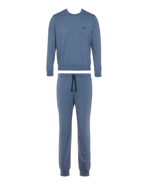 Emporio Armani Interlock Sweater And Drawstring Trousers Pyjama Set in Blue  for Men | Lyst
