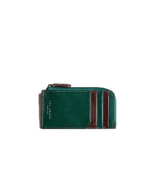 Ted Baker London S Nanns Contrast Detail Rfid Blocking Leather Zip Around Coin Card Holder Wallet Pouch In Green for men