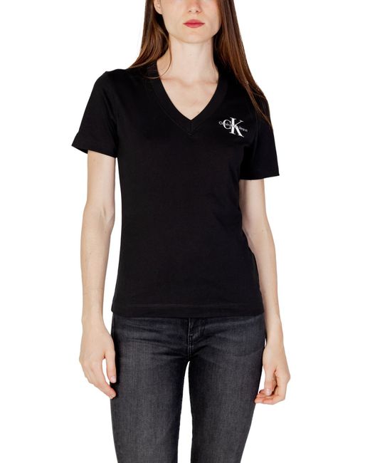 Calvin Klein Black Jeans MONOLOGO Slim V-Neck Tee S/S Strickoberteile