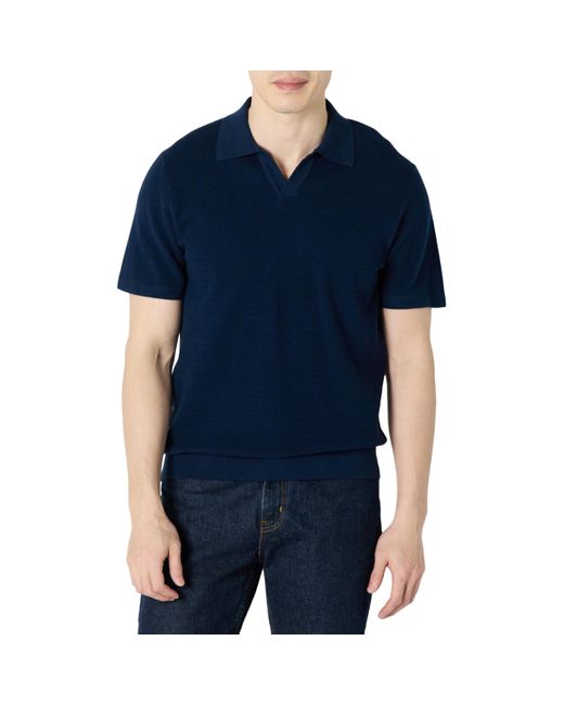 Polo de Punto de ga Corta y Corte Recto Hombre Amazon Essentials de hombre de color Blue