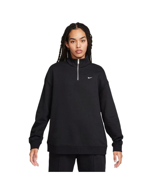 Nike Sportswear Oversized Top Van Fleece Met Korte Rits in het Black