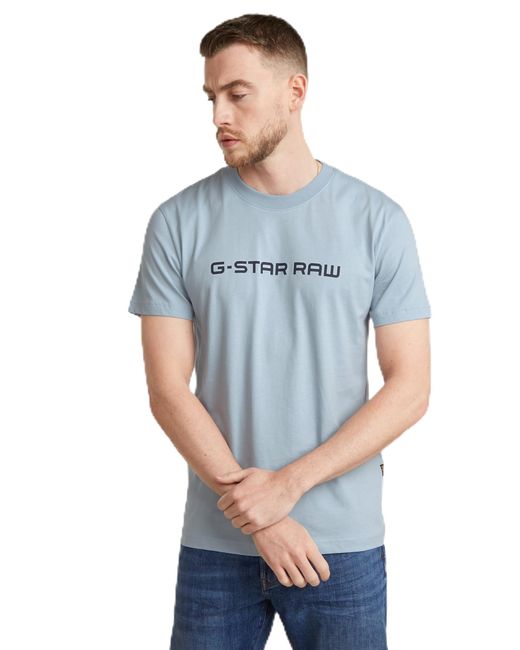 G-Star RAW Blue Corporate Script Logo R T T-shirt for men