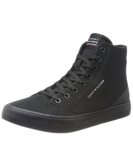 Tommy Hilfiger Black Th Hi Vulc Core Canvas Vulcanised Trainers for men