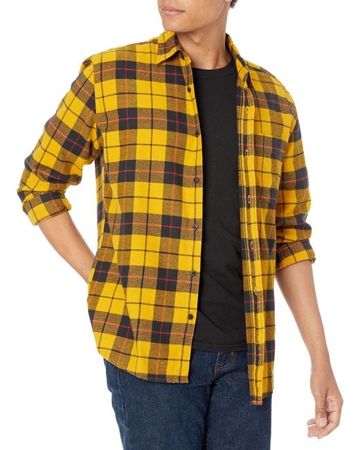 Amazon Essentials Regular-fit Lange Mouwen Flanel Shirt in het Yellow voor heren