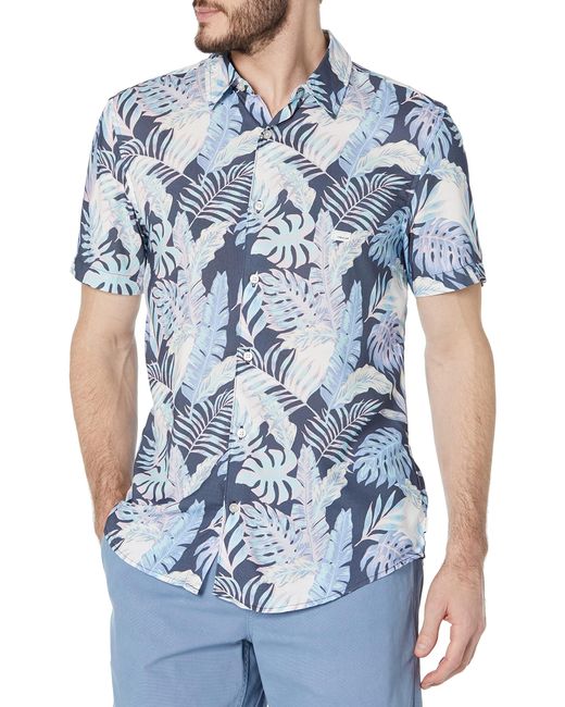 Guess Blue Short Sleeve Eco Rayon Indgo Shirt for men