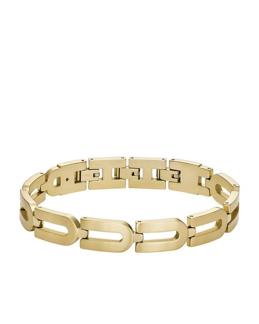Fossil Metallic Heritage D-link Chain Gold-tone Stainless Steel Chain Bracelet