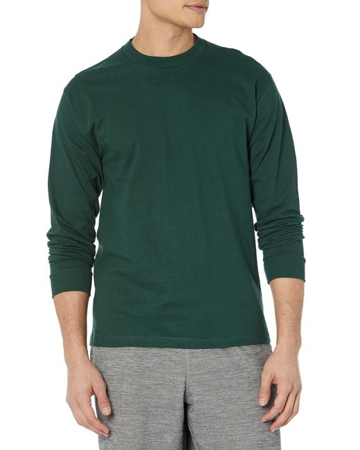 Hanes Green Mens Beefy Heavyweight Long Sleeve T-shirt Shirt for men