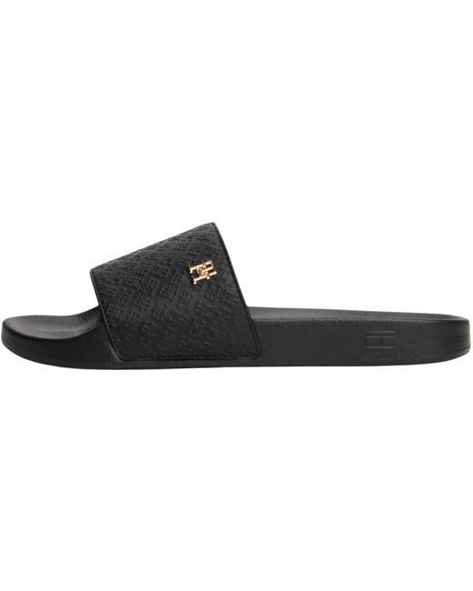 Tommy Hilfiger Black TH Monogram Poolside FW0FW08525 Slides