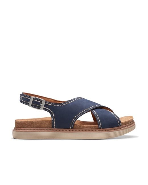Clarks Blue Arwell Sling Nubuck Sandals In Navy Wide Fit Size 4.5