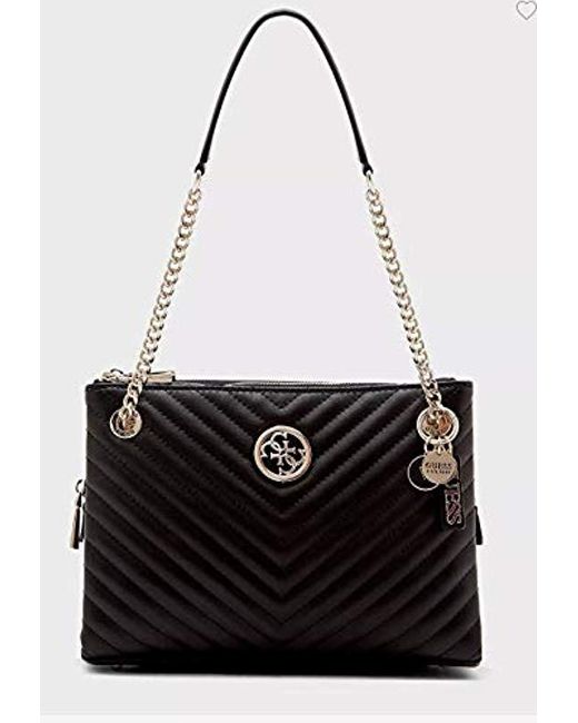 Borsa shopping Blakely Girlfriend status luxe satchel ecopelle trapuntata black 3 comp. BS20GU139 di Guess