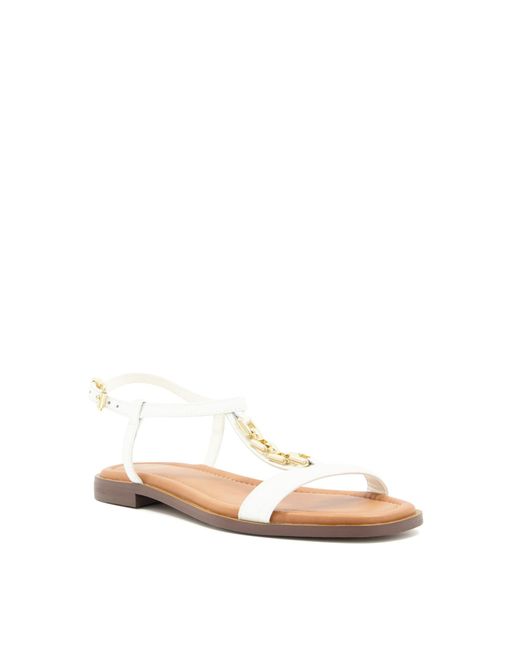 Dune Natural Ladies Lotty Chain Croc-effect Flat Sandals Size Uk 6 White Flat Heel Casual Sandals