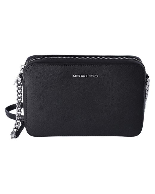 Michael Kors Black Shoulder Cross Body Bag Saffiano Leather Medium Handbag Jet Set