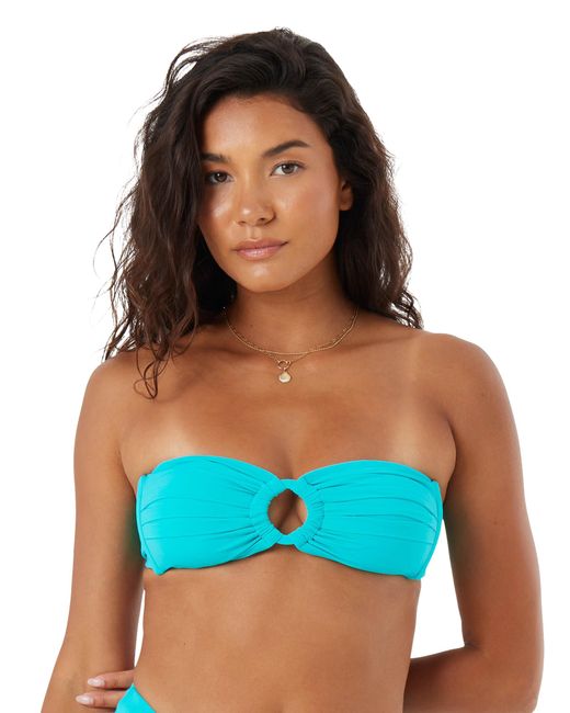 Roxy Blue Bandeau Bikini Strapless Swim Top