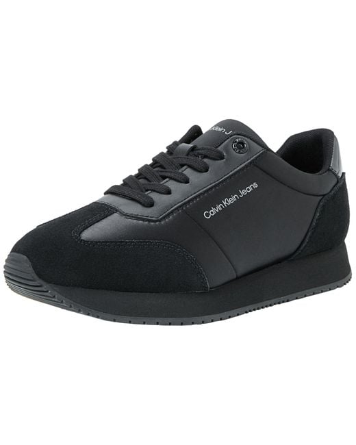 Calvin Klein Black Runner Low Lace Mix In Dc Yw0yw01367 Sneaker