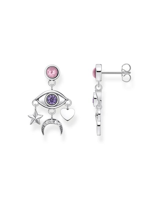 Thomas Sabo Metallic Ohrhänger Auge mit bunten Steinen Silber geschwärzt 925 Sterlingsilber