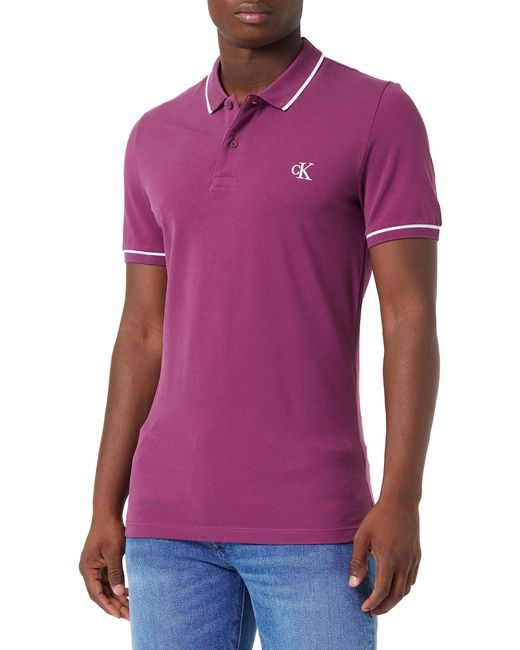 Calvin Klein Purple Short-sleeve Polo Shirt Tipping Slim Fit for men