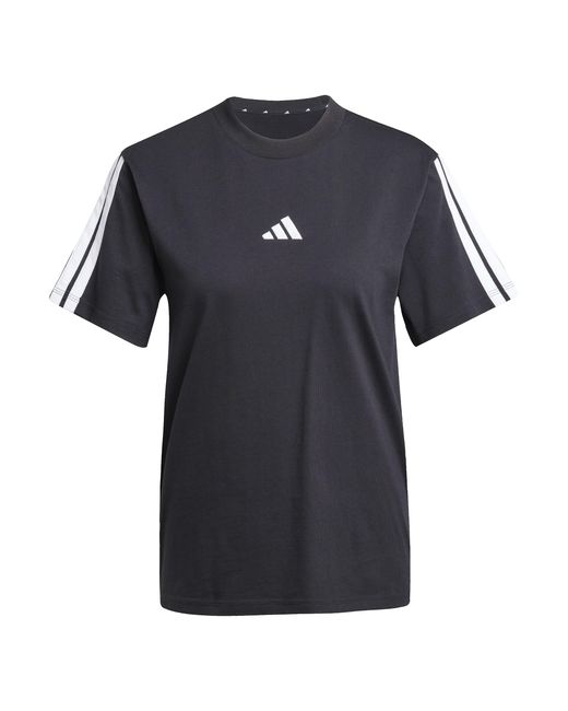 Adidas Mujer Essentials 3-stripes Sleeve Cotton T-shirt in het Black