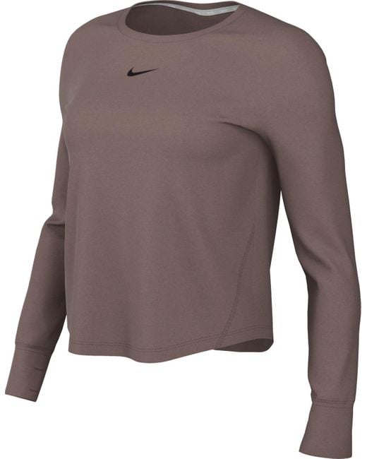 Damen One Classic Dri-Fit Long-Sleeve Top Maglia di Tuta di Nike in Brown