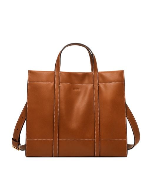 Fossil Brown Carmen Leather Shopper Tote Purse Handbag