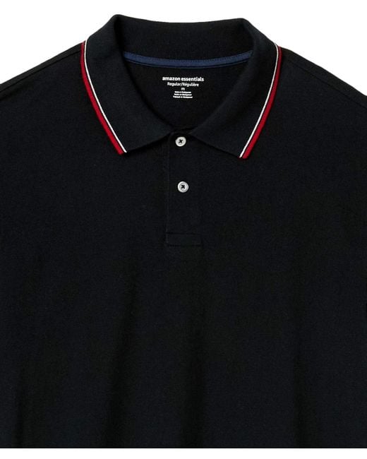 Amazon Essentials Black Regular-fit Cotton Pique Polo Shirt for men