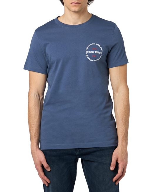 Tommy Hilfiger Blue Hilfiger Roundle Tee Mw0mw34390 S/s T-shirts for men